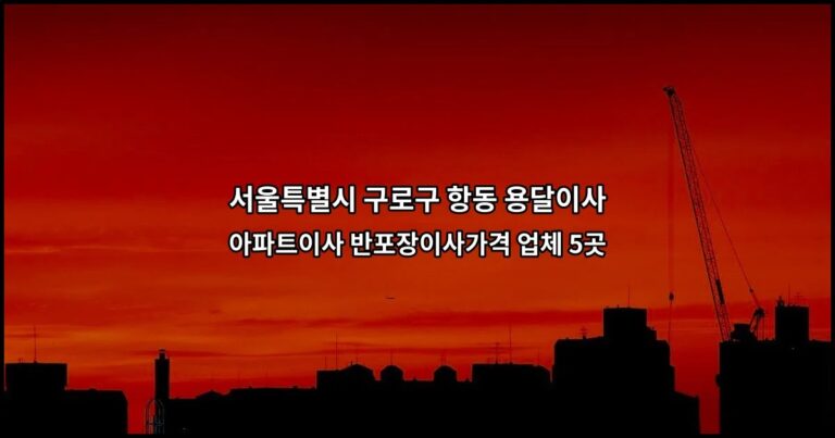 서울특별시 구로구 항동 용달이사 아파트이사 반포장이사가격 업체 5곳