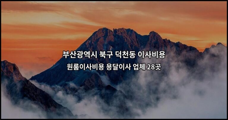 부산광역시 북구 덕천동 이사비용 원룸이사비용 용달이사 업체 28곳